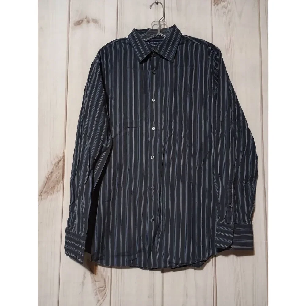 Banana Republic Shirt Men's Large‎ Slim Fit Navy Button Front Long Sleeve
